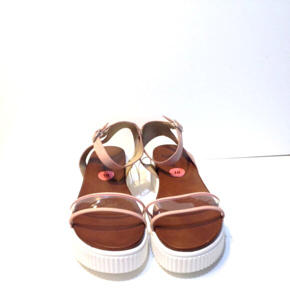 JellyPop Clear Strappy Flatform Pink Faux Leather Sandal - Picture 11 of 13